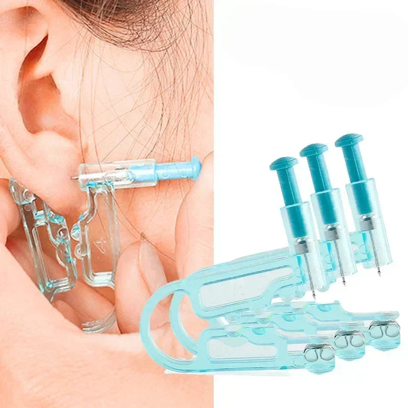 Blue Ear Piercing Gun Kit Asepsis Disposable Healthy Safety Nose Earring Piercer Tool Set Sterile Machine Kit Studs Body Jewelry