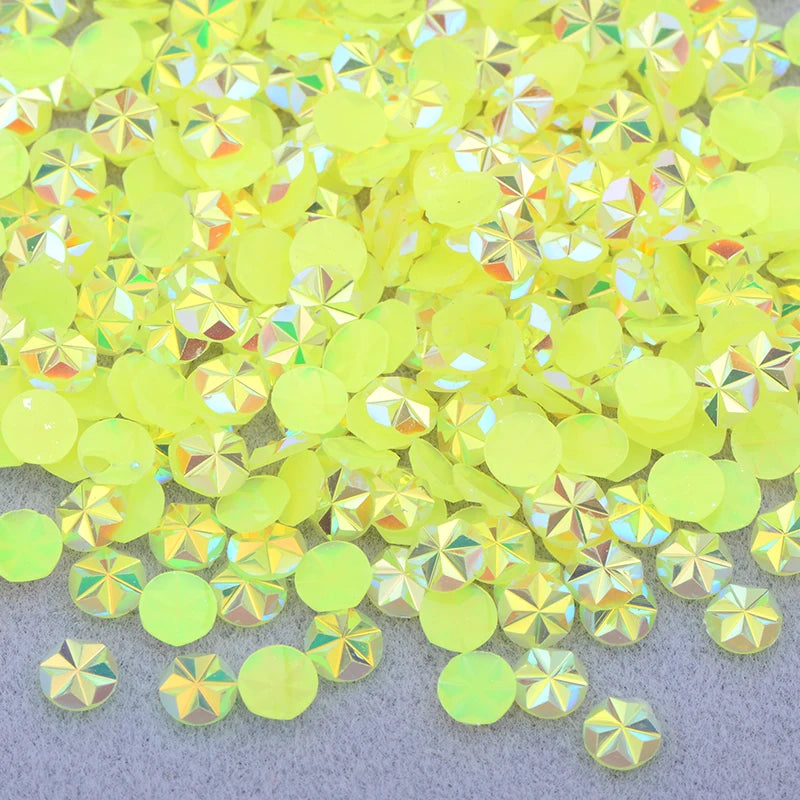 JUNAO 500pcs 5mm Purple AB Resin Flower Rhinestone Flatback Crystal Appliques Round Nail Stone Non Hotifix Strass Stickers