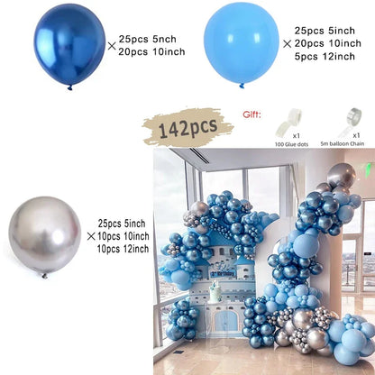 Burgundy Blue Gold Balloon Garland Arch Kit Kids for Birthday Party Decoration Baby Shower Wedding Supplies Decor Latex Balloons