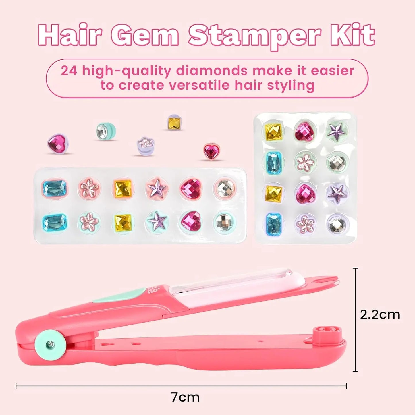 Hair Gem Stamper Kit Blingling Hair Jewels for Girls Toys Hair Styling Tool with Reusable Shining Diamonds Pretend Play Toy Gift