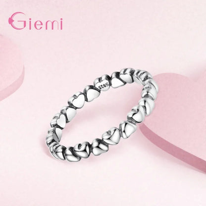 Hot Sale 925 Sterling Silver Heart Ring For Women Girl Wedding Engagement Stackable Finger Ring Jewelry Party Gifts Bijoux