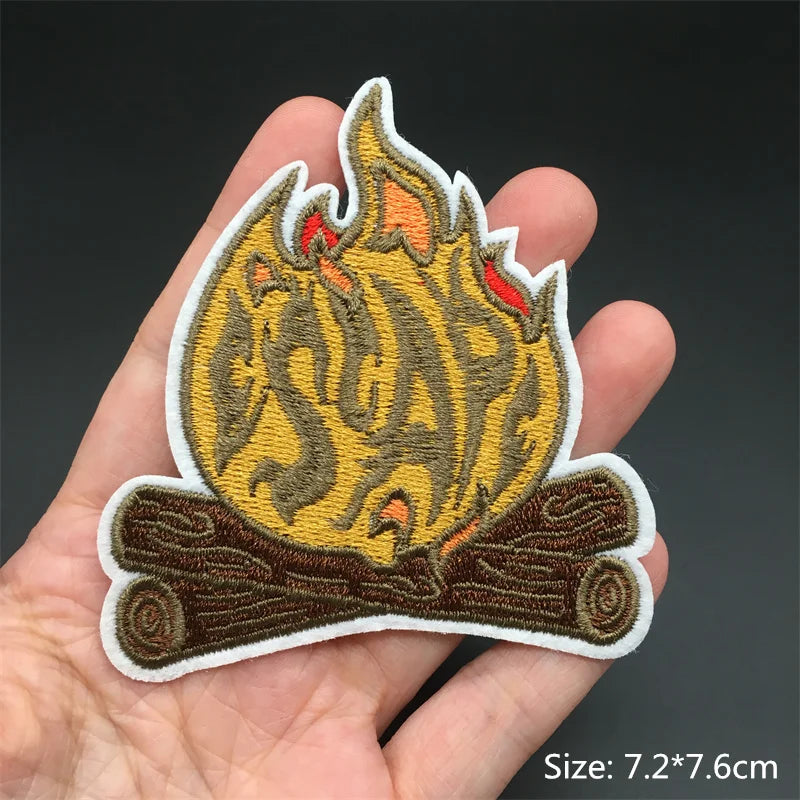 Flame Heart Patch Iron On Patches On Clothes Punk Stickers Embroidered Patches For Clothing Badge DIY