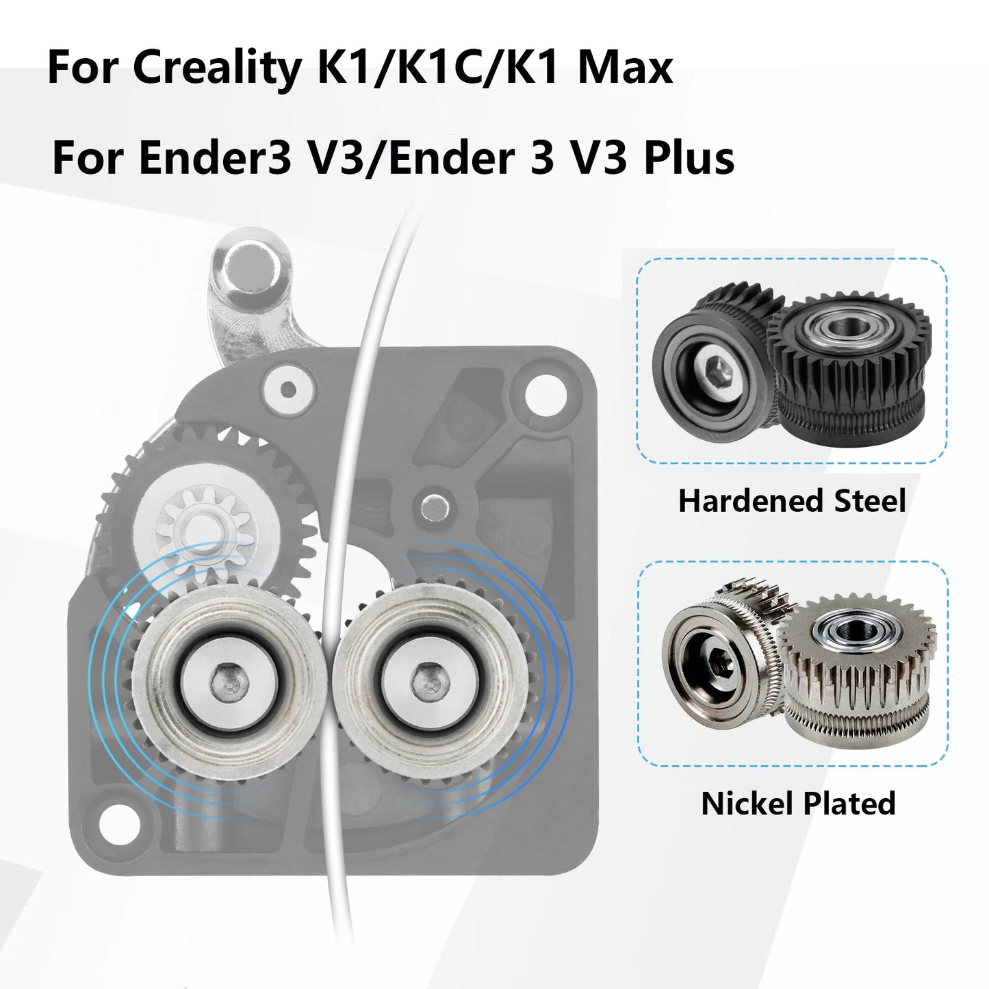 CR K1C Extruder K1 Gear All Metal Filament Drive Gear for Creality K1 Max Extruder Nickel Plated DLC Coating High Hardness Wear