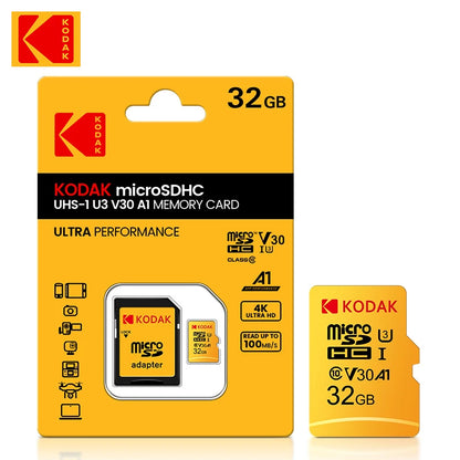 Kodak Micro SD Card Memory Card Class 10 32GB 64GB 128GB 256GB U3 4K High Speed Cartao De Memoria Flash Memory TF Mecard C10