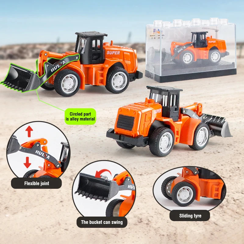 Huina 1/80 Alloy Excavator Truck Dumper Metal Engineering Car Model Toy Scale Cars Diecast Vehicle Toy Children Toys for Kids