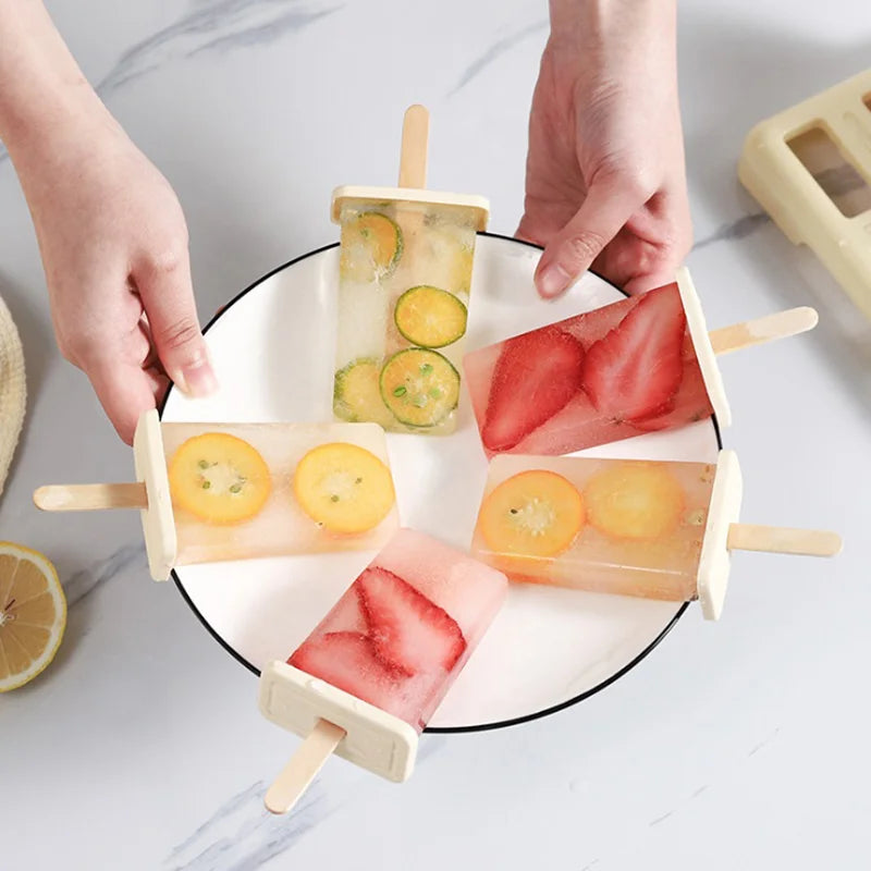 Ice Cream Popsicle Mold DIY Ice Cream Machine Homemade Ice Box with Plastic Stick Ice-lolly Mold Ice Cube Tray Kitchen Gadgets