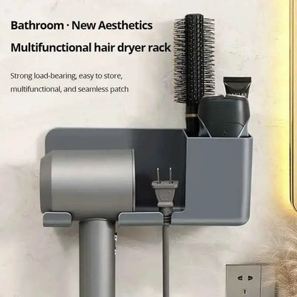 1pc Hair Dryer Storage Rack Non Punching Bathroom Wall Mounted