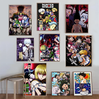 Hunter X Hunter Manga Anime  Self-adhesive Art Poster Retro Kraft Paper Sticker DIY Room Bar Cafe Stickers Wall Painting