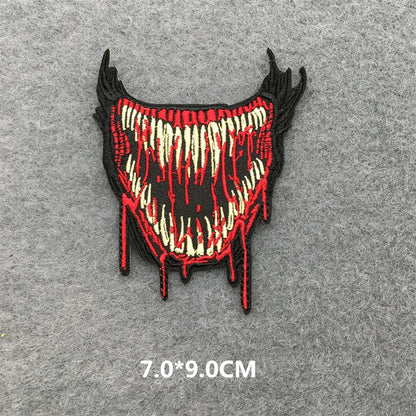 Flame Heart Patch Iron On Patches On Clothes Punk Stickers Embroidered Patches For Clothing Badge DIY