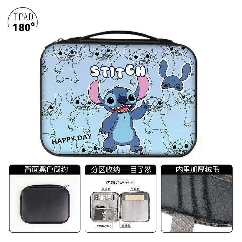 Disney Stitch Tablet Storage Bag For 9 10 11 12 Inch For IPad Air 4 5 Pro 11 Mini Case For Samsung Lenovo Shockproof Pouch Bags