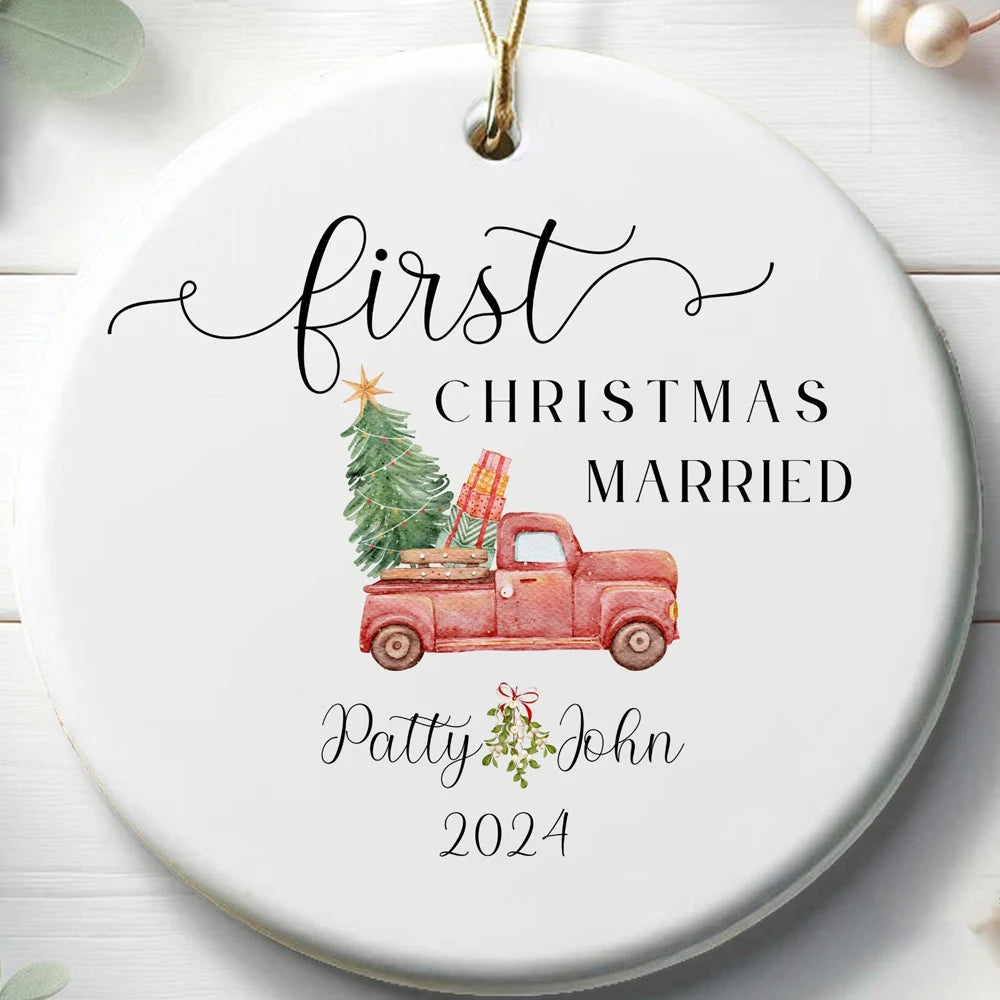 Custom Christmas Gifts Christmas Ornament Tree Decorate Keepsake Decoration Personalized Married Ornament wedding ceremony