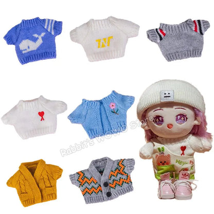 20cm Pure White Twist Sweater Pant Suit For Movie Star Idol EXO Plush Doll Accessories Birthday Present Replaceable Clothes Toys