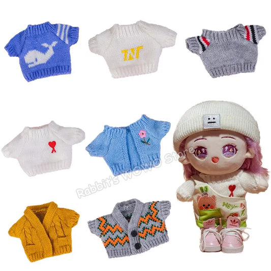 20cm Pure White Twist Sweater Pant Suit For Movie Star Idol EXO Plush Doll Accessories Birthday Present Replaceable Clothes Toys