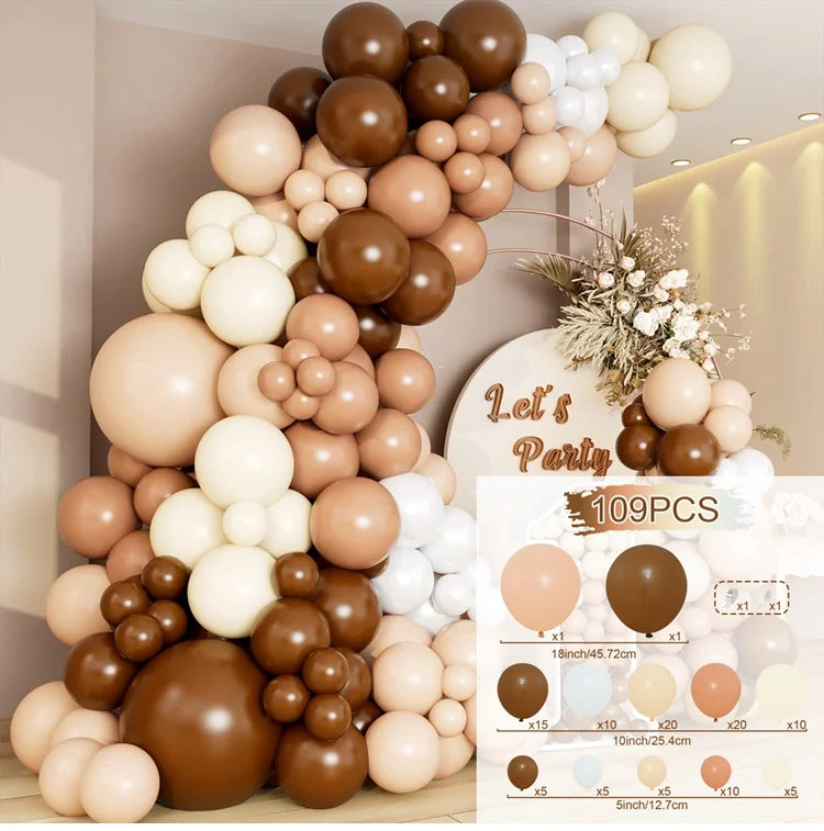 Brown Balloons Garland Arch Kit Birthday Party Decoration Kids Wedding Birthday Party Supplies Baby Shower Decor Latex Balloons