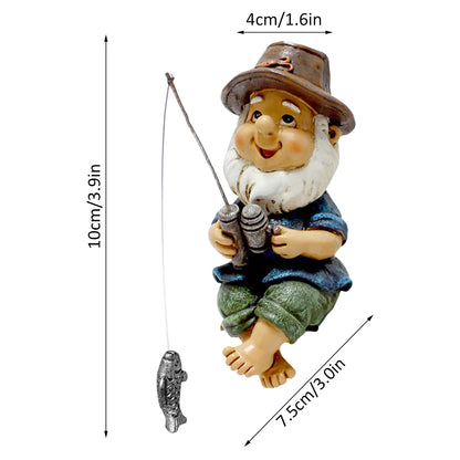 Fishing Gnome Garden Gnome Statue Naughty Gnome Garden Figurine Dwarf Sculpture Resin Ornament for Lawn Yard Balcony Decorations