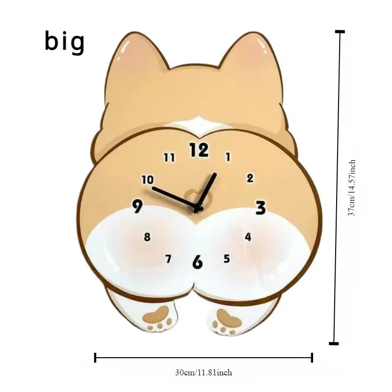 Cartoon Dog Corgi Creative Swing Clock Home Living Room Bedroom Decorative Clock Cute Silent Wall Clock