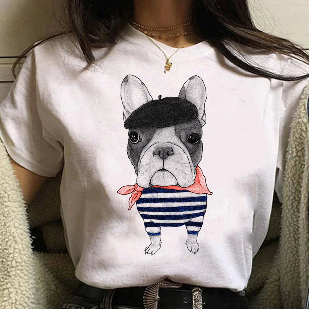 Gothic Tops Women Clothes French Bulldog T Shirt Women Graphic Tee Girl Japanese Clothes Women Clothes Shirts for Women Tops