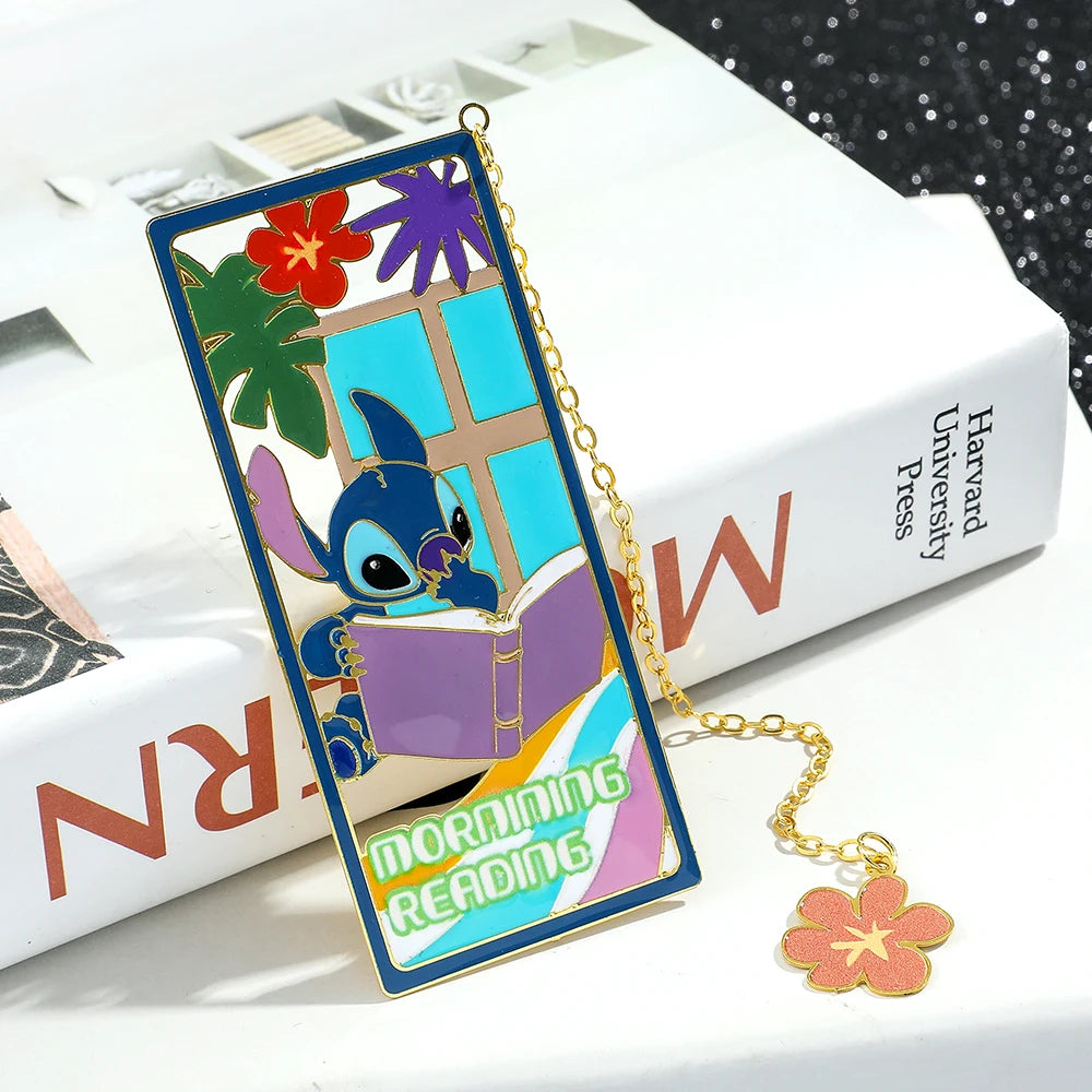 Disney Cute Stitch Creative Metal Bookmark for Book Lover Gift Lovely Stitch Duck Tassel for School Office Reading Supplies Mark