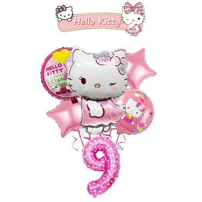 Ballon Sets Hello Kitty Party Supplies Anime Figure Foil Inflate Ballon Happy Birthday Party Children's Decoration Baby Shower