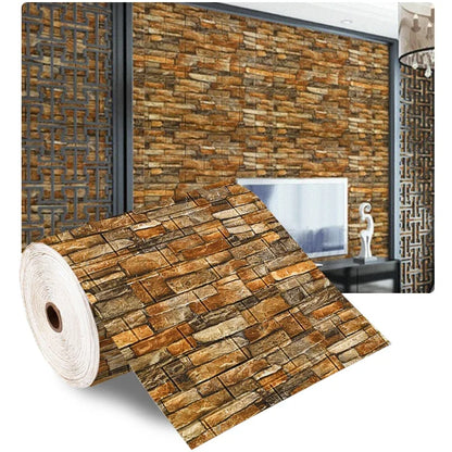 70cm*2m Long 3D Brick Wall Stickers DIY Decor Self-Adhesive Waterproof Wallpaper For Kids Room Bedroom Kitchen Home Wall Decor