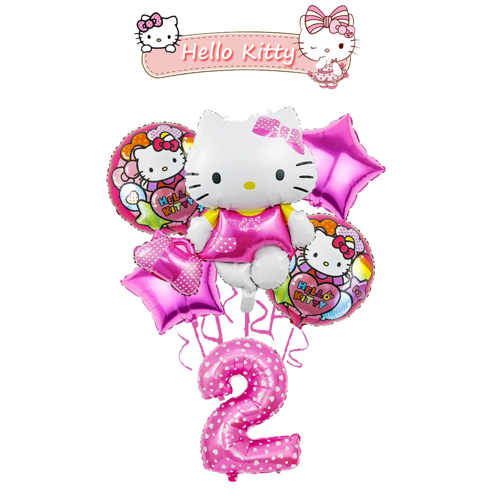 Ballon Sets Hello Kitty Party Supplies Anime Figure Foil Inflate Ballon Happy Birthday Party Children's Decoration Baby Shower