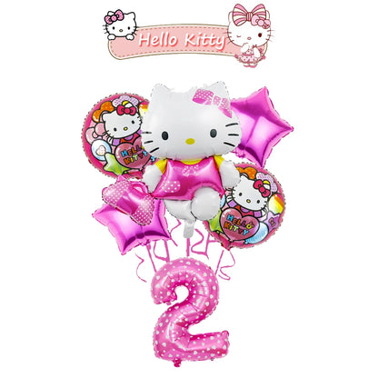 Ballon Sets Hello Kitty Party Supplies Anime Figure Foil Inflate Ballon Happy Birthday Party Children's Decoration Baby Shower