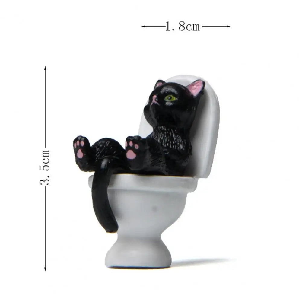 Cute Cat Figurine Mini Soothing Long Lasting Vivid Appearance Toilet Series Cat Statue  Cat Sculpture Spiritual Consolation