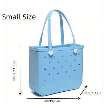 Solid Fashion Hole Durable Waterproof Beach Bag Fashion Rubber Handbag Beach Boat Swimming Sports Shopping Portable Eva Handbag