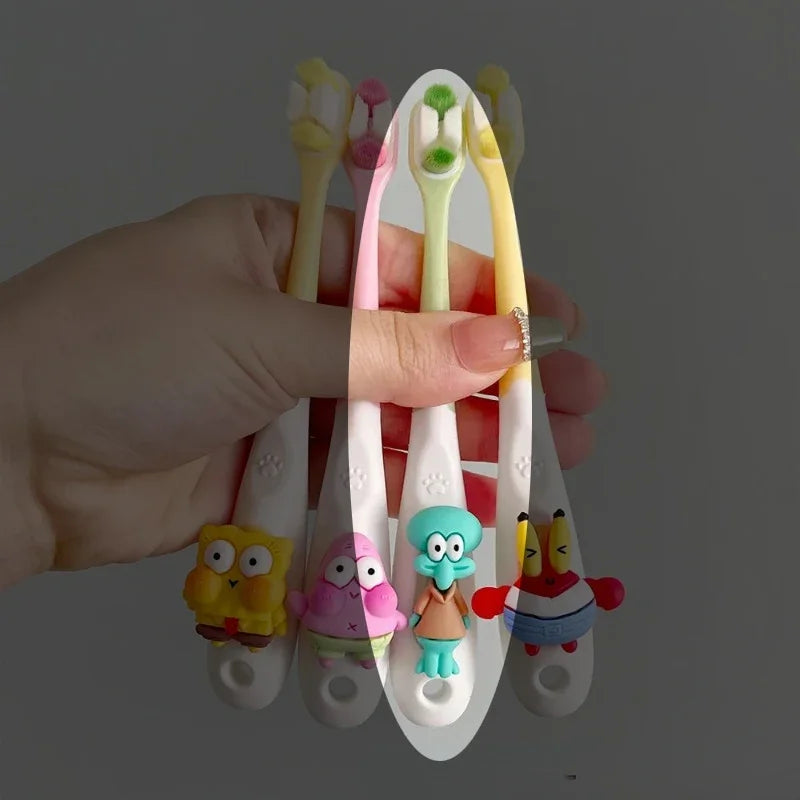 SpongeBob Kids Toothbrush Cartoon Ultra-fine Soft Deep Cleaning Baby Oral Health Travel Cute Portable Children Toothbrush 3-12Y