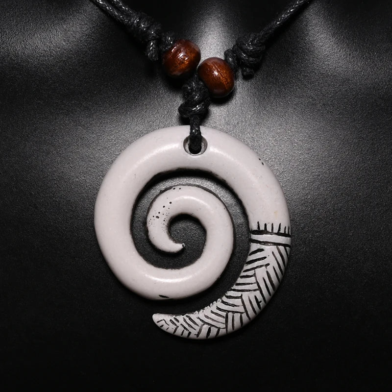 FX016 New Zealand necklace Maori pendant Spiral Koru Choker Retro Jewelry Tribal style Imitation Yak Bone necklace Amulet Gift