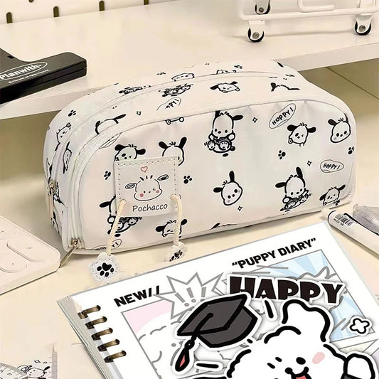 Sanrio Large Capacity Multifunctional Cartoon Pencil Case Cute Pochacco Kt Cat Printed Pattern Pencil Box School Supplies Gifts