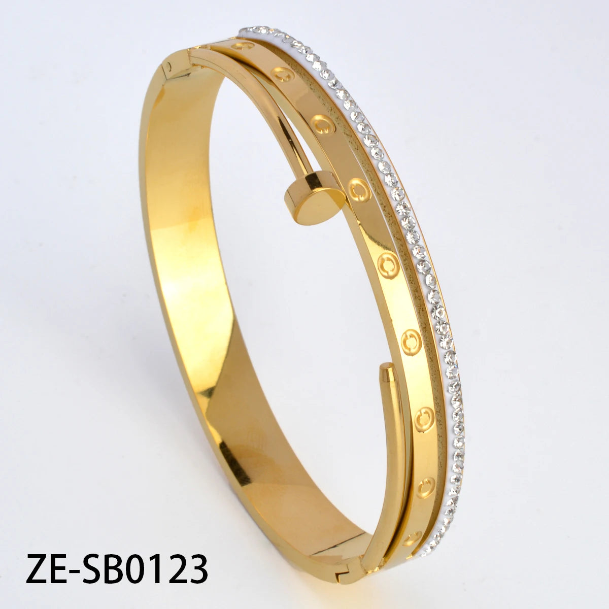 Stainless Steel Hand Bracelet for Women Zircon Lock Nail Bangle Luxury Jewelry Gifts Classics Wholesale Valentines Day Gift