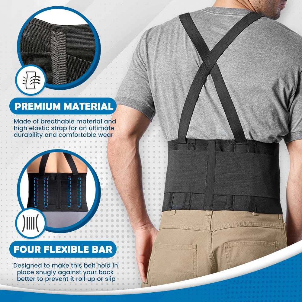 Working Lumbar Lower Back Brace Support Belt with Adjustable Straps - Back Pain Relief, Injury Recovery, Heavy Lifting Support