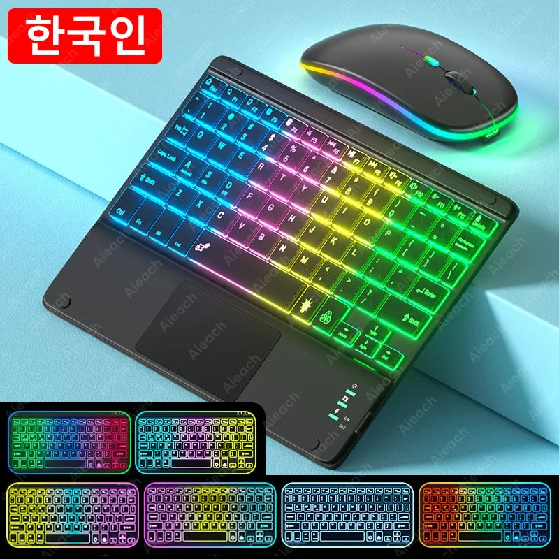 Bluetooth Wireless Keyboard with Touchpad for Tablet Cell Phone Rechargeable Backlight iPad Keyboard for Android iOS Windows