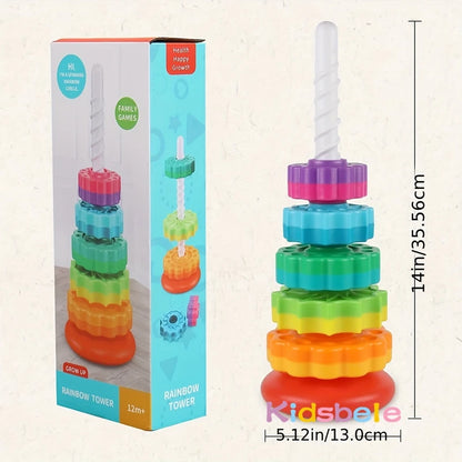 Baby Spinning Stacking Toys Spin Toys ABS Plastic and Color Rainbow Design Ring Stacker Baby Toys