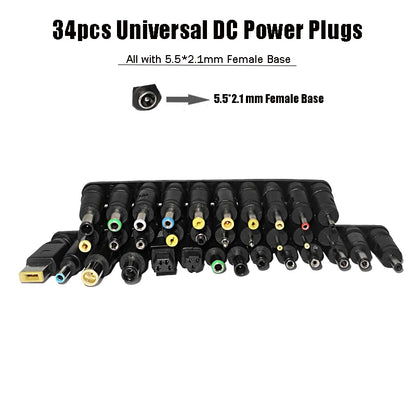 34PCS Universal DC Connectors 5.5mmx2.1mm AC Power Adapter Tips Kits for Lenovo Thinkpad Hp Laptop Power Supply Plug Jack Sets