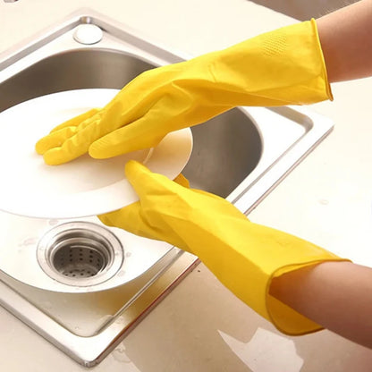 3pairs Thicken Beef Tendon Rubber Handcoat Latex Washing Dishes Wear-resistant Housework Clothes Non-slip Housework Gloves