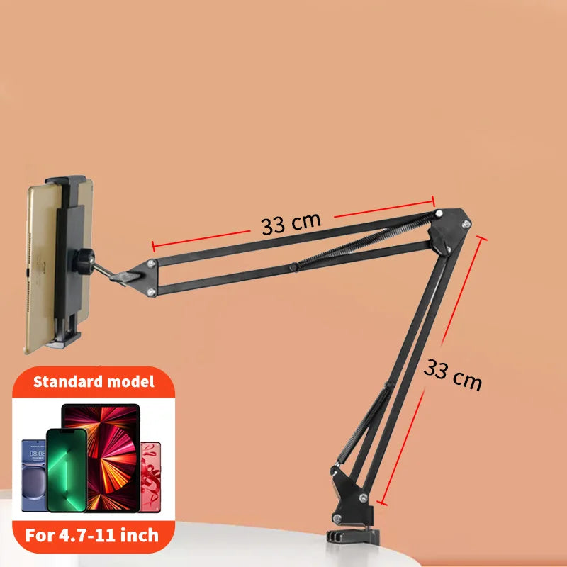 Universal Tablet Stand Clip Lazy Bracket Flexible Articulating Aluminum Arm Phone Mount Tablet Holder For All 4-11 Inch Device