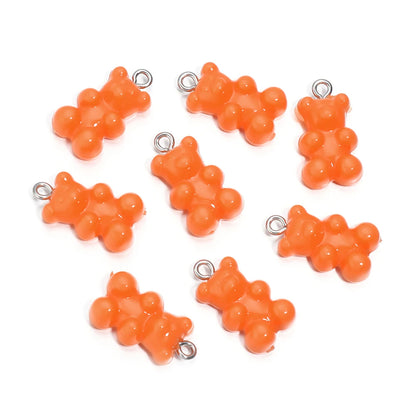 10pcs/lot Acrylic Bear Pendant 22x12mm Multicolor Solid Charms Pendant For DIY Jewelry Making Necklace Bracelet Accessories