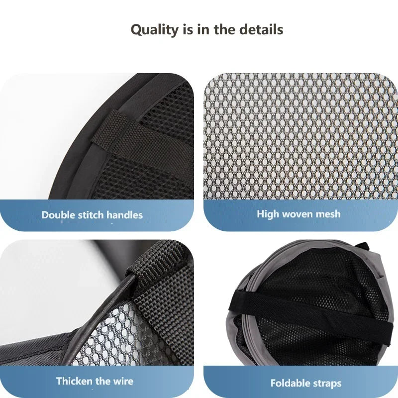 Durable Folding Simple Laundry Basket Large Washable Clothes Toy Storage Organizer Fashion Mesh Breathable Bathroom Accessories