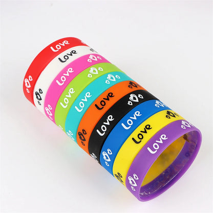 10Pcs/Lot Multicolor Luminous Heart Silicone Bracelets For Men Women Flower Sport Mix Style Rubber Wristband Bangle Jewelry Gift