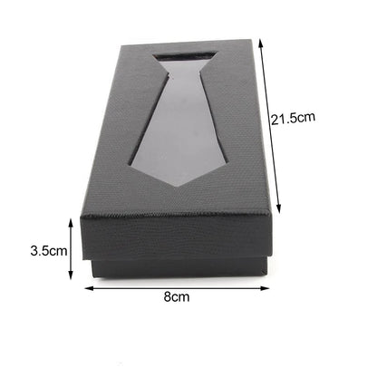 Men Women Simple Black Necktie Bow Tie Packaging Box With Window Necklace Ring Storage Case Wedding Jewelry Gift Packaging Box