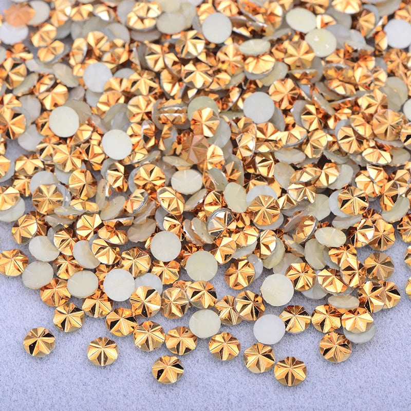 JUNAO 500pcs 5mm Purple AB Resin Flower Rhinestone Flatback Crystal Appliques Round Nail Stone Non Hotifix Strass Stickers