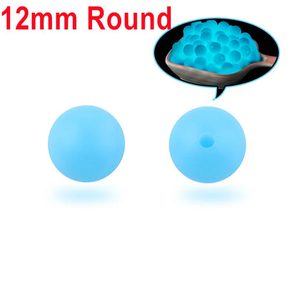 50Pcs Glow In The Dark Silicone Beads Round 12/15MM Luminous Silicone Lentil Bead For Jewelry Making DIY Bracelet Necklace