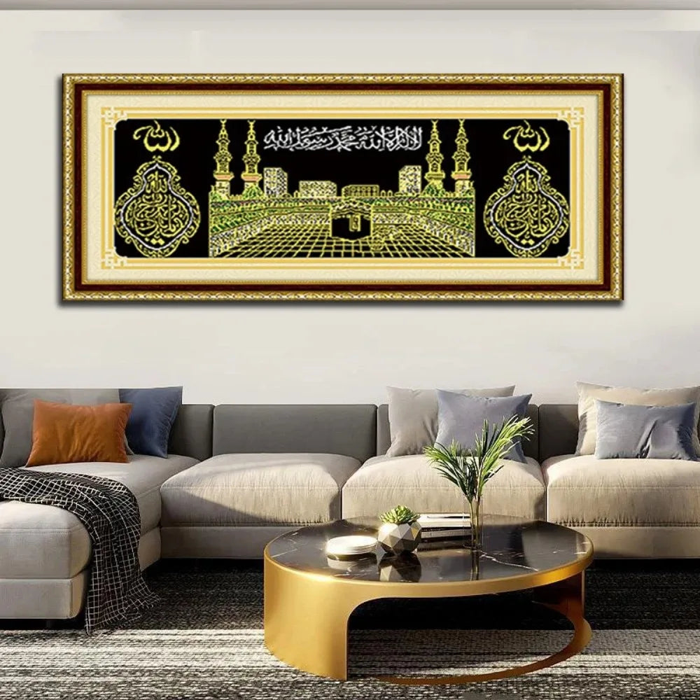 5D Diamond Painting Muslim Holy Land Kaba Mosque Round Diamond DIY Embroidery Mosaic Islamic Wall Art Painting