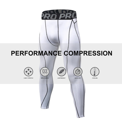 Men Compression Pants Quick Drying Running Basketball Leggings Workout Pants for Men Gym Tights Football Base Layers