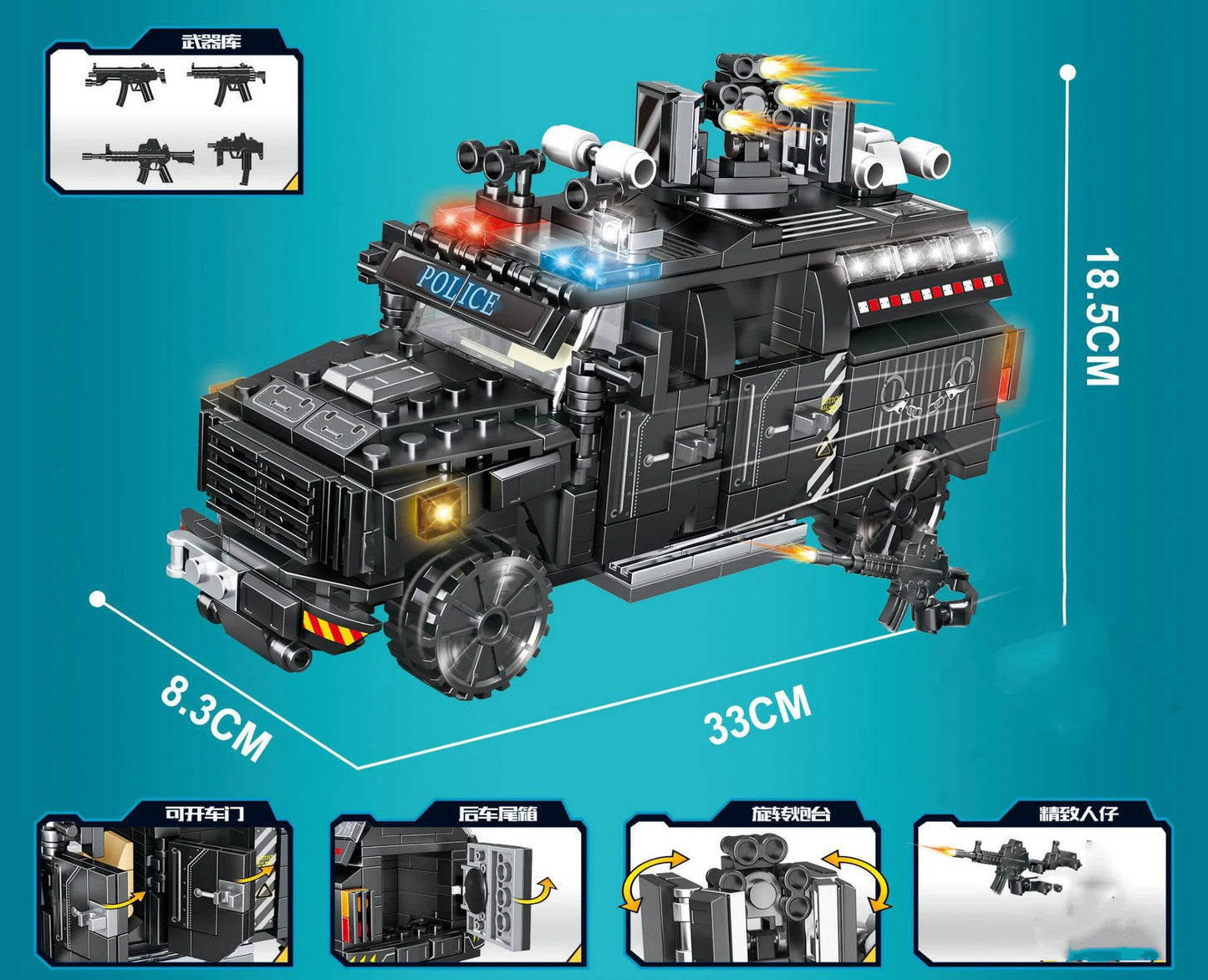 Special Forces SWAT Military Vehicle Car Police Station Bus Sets Building Blocks Kits Helicopters City Arms Truck Arrest Patrol