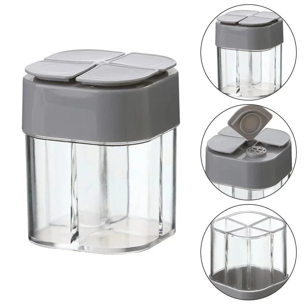 1PC Travel Camping Spice Jar Kit Seasoning Spice Shaker 4 in 1 Plastic Dispenser Camping Spice Containers Pepper Shaker