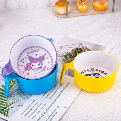 New Sanrio Hello Kitty Bowl Cartoon Kuromi Children's Tableware Cute Creative Anti-drop Anti-scald Soup Bowl Girl Boy for Gifts