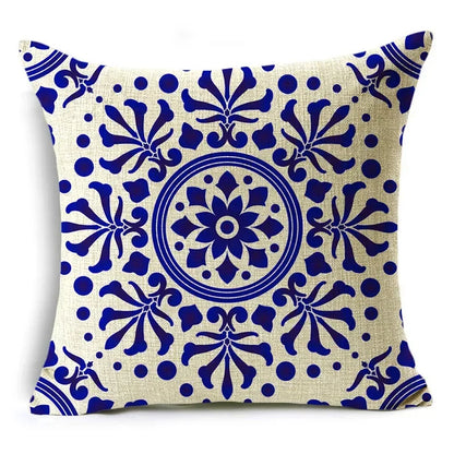 Traditional Style Blue and White Porcelain Pattern Printing Personality Pillowcase Cushion Cover Sofa Decor 40cm/45cm/50cm